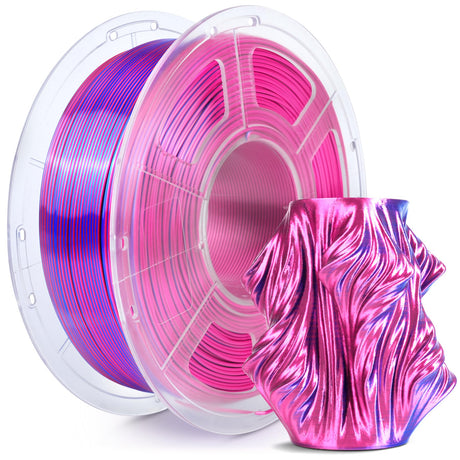 SUNLU Silk PLA Plus 3D Printer Filament, Dual Color Shiny PLA+ Filament 1.75mm, Silk Textures, 360° Spin Unveils Varied Colors, Dimensional Accuracy +/- 0.02mm, 1KG Spool(2.2lbs), Silk Red Blue SUNLU