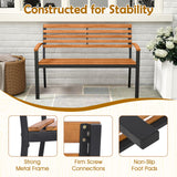 Giantex Outdoor Bench, Acacia Wood Patio Loveseat with Slatted Backrest & Seat, Armrests, Heavy Duty Metal Frame, 800 lbs Capacity, 2-Person Garden Bench for Lawn, Porch, Yard and Park Giantex
