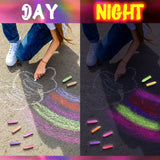 12 Pcs 6 Color Glow in the Black Lights Chalk UV Neon Sidewalk Chalk and 2 Pcs UV Flashlight Outdoor Dustless Black Light Party Supplies for Birthday Gift Painting Drawing on Chalkboard Playground Weewooday