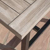 Christopher Knight Home Louise Outdoor Wicker Dining Set with Acacia Wood Table and Bench and Water Resistant Cushions, 6-Pcs Set, Sandblast Light Grey / Black Rustic Metal / Grey / Grey Cushions Christopher Knight Home