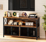 AWQM Retro Sideboard Buffet Cabinet with Power Outlet & USB Port, Industrial Wood Farmhouse Coffee Bar Cabinet with Storage, Console Table for Kitchen, Dining Room, Living Room, Hallway, or Entrance AWQM