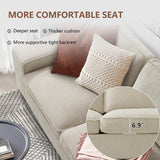 ASHOMELI 99" Convertible Sleeper Sofa Bed,L Shaped with Storage Chaise Pull Out Couch for Living Room,USB and Type-C,Removable Washable Chenille Covers (Beige) ASHOMELI