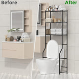 ASCENREST 3-Tier Over The Toilet Storage, Freestanding Metal Bathroom Shelves, Space Saver Above The Over Toilet Storage Shelf for Bathroom, Black ASCENREST