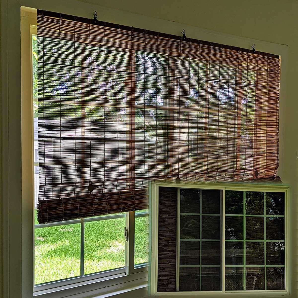 VSOYRA Bamboo Exterior Blinds Cordless Roll up Patio Shades, Bamboo UV Protection Roller Shades for Windows 31 32 33 34 35 36 37 38 39 40 72 64 Bamboo Indoor/Outdoor Privacy Roman Curtain VSOYRA