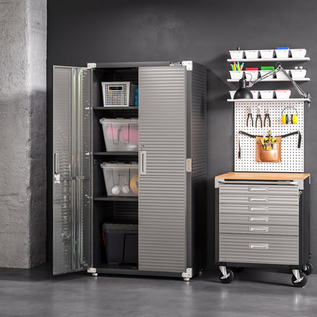 Seville Classics UltraHD Solid Steel Lockable Metal Storage Cabinet Locker Organizer, w/Adjustable Shelves for Garage, Warehouse, Office, Classroom, Graphite, 36" W x 24" D x 72" H Seville Classics