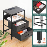Yoobure Nightstand with Charging Station, Small Night Stand with Fabric Drawers and Storage Shelf for Bedrooms, Nightstands for Small Spaces, Bedside Table with USB Ports & Outlets, Bed Side Table Yoobure