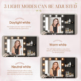 Furmax Vanity Desk with LED Lighted Mirror&Power Outlet, 39.3’’ Makeup Vanity Table with 4 Drawers and 3 Storage Shelves, Adjustable 3 Lighting Colorfor Bedroom&Dressing Room (Black) Furmax