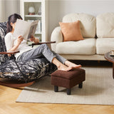 Aibiju Small Foot Stool Ottoman with Storage, Teddy Velvet Foot Rest with Wood Legs and Safety Hinge Flip Top, Bedside Step Stool Rectangle 16x12x9.5inch for Living Room Bedroom Teddy Brown YD-JD136B Aibiju