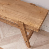 HOKYHOKY Farmhouse Solid Wood Entryway Bench – 43.4 Inches Rustic Long Bench, Dining Bench with Angled Legs, Hand-Finished Natural Grain, for Foyer, Hallway, Bedroom HOKYHOKY
