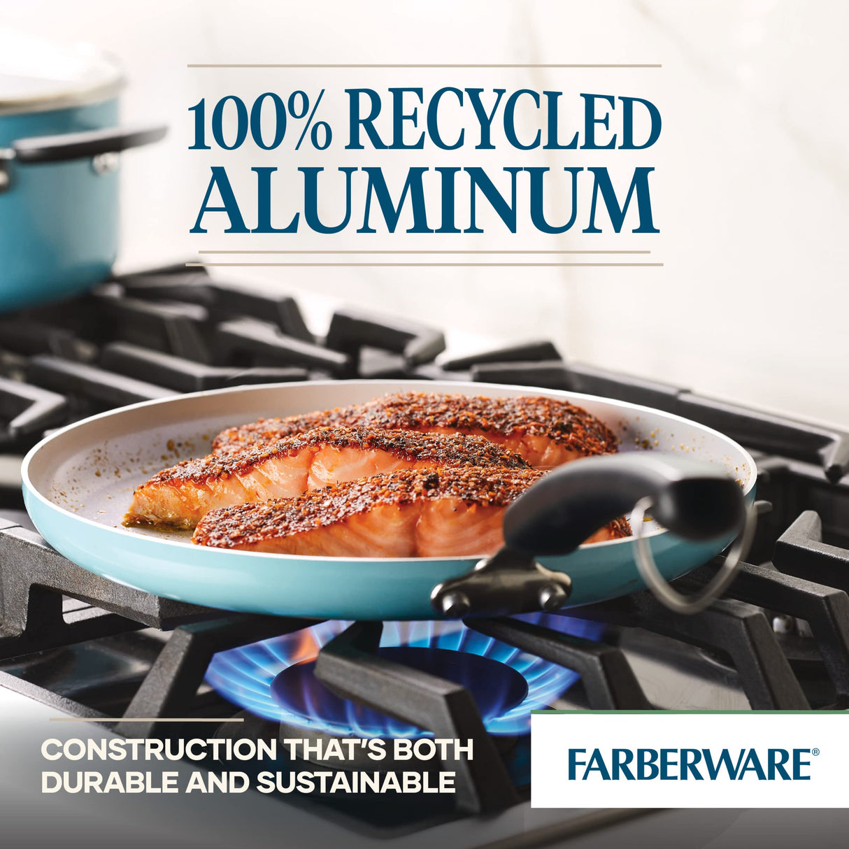 Farberware EcoAdvantage Ceramic Nonstick Griddle/Grill Pan, 11.25 Inch - Aqua Farberware