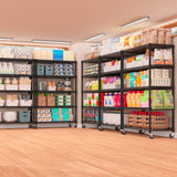 PrimeZone 74''H Wire Shelving 1250lbs 5 Tier Storage Shelves with Wheels NSF Certified Heavy Duty Steel Metal Shelf Adjustable Rolling Rack Kitchen Garage Closet Pantry Laundry 74''HX36''WX14''D 2PCS PrimeZone