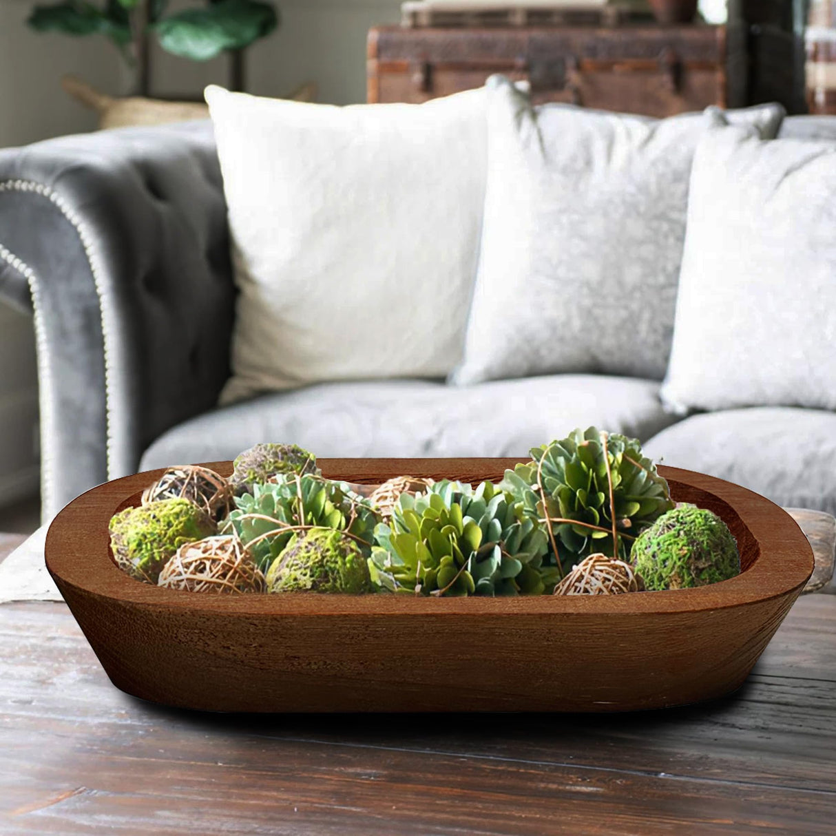 Royxen 4 Pack Dough Bowl for Candle, Wooden Dough Bowls Paulownia, Rustic Bowl Vintage, Bowls for Candle, 9.5 x 5.5 Inch, Brown Royxen