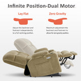 MCombo Dual Motor Power Lift Recliner Chair for Elderly, Lay Flat Lift Chair with Heat and Massage, Petite Lift Chair, Cup Holders, USB A&C Ports, Fabric 7893 (Small, Beige) MCombo