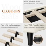 Yaheetech Twin Bed Frames with Adjustable Headboard, Chenille Fabric Upholstered Headboard/Platform Bed, Twin Size Bed Frame No Box Spring Needed/Mattress Foundation/Wood Slats Support/Easy Assembly Yaheetech