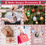 Sublimation Ornament Blanks Bulk, Cridoz 20 Pieces Sublimation Blanks Ornaments with Red Ribbon Double-Side MDF Personalized Blanks for Christmas Day and Halloween Day Decor cridoz