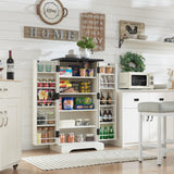 ACCOHOHO 47" Kitchen Pantry, Farmhouse Storage Cabinet with Barn Doors, Organizer and Adjustable Shelves, Rustic Wood Cupboard for Kitchen, Dining ACCOHOHO