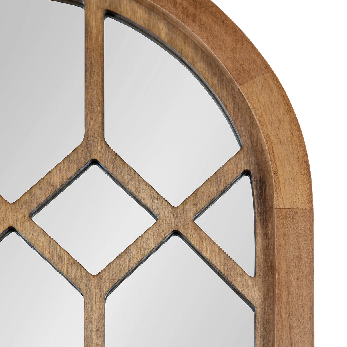Kate and Laurel Gilcrest Traditional Arch Wood Framed Windowpane Wall Mirror, 18 x 47, Rustic Brown, Farmhouse Decorative Mirror Kate and Laurel