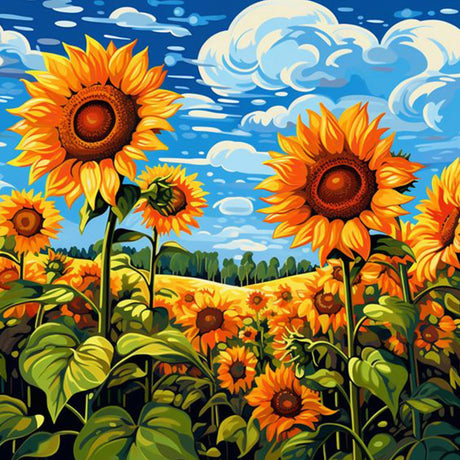 Fountor Paint by Numbers Kit for Adults Beginner, Sunflowers Adult Paint by Number Kits on Canvas Without Frame, Sunflower Field Landscape Oil Paint by Numbers for Home Decor Gift 16” W x 16”L Fountor