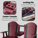 LuxCraft 5' Adirondack Double Glider Bench, 2 Person Glider Chair, Outdoor Glider Bench, Outdoor Loveseat Glider (Dove Gray on Black) LuxCraft