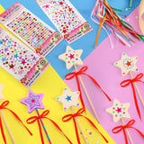 Mezchi 70 Pcs Star Princess Fairy Wands Craft Kit, Make Your Own Wand Craft DIY Magical Wand Kit Includes 16 Unfinished Wooden Princess Wand, 3 Gem Stickers, 32 Colorful Ribbons and Paint Mezchi
