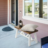 Wnutrees 30" Farmhouse Wood Bench, Rustic Solid Wood Entryway Bench Seat with Double X-Structure for Dining Room, Living Room, Hallway, Structural Stability, White Wnutrees