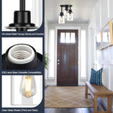 ROTTOGOON Semi Flush Mount Ceiling Light, 3-Light Close to Ceiling Light Fixtures, Matte Black Kitchen Light Fixtures with Clear Glass Shades, Hallway Light Fixtures Ceiling Mount for Foyer Entryway ROTTOGOON