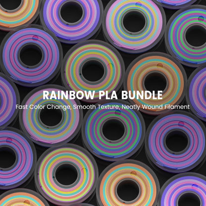 SUNLU PLA Rainbow 3D Printer Filament Bundle, 4 Rolls PLA+ Silk Rainbow & 4 Rolls PLA Rainbow Filament, Fast Color Change, Shiny Texture, Multicolor, 250g/Pack, 8 Packs, Total 2 kg - WoodArtSupply