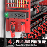 VeyFolzin.st Large Power Tool Organizer Wall Mount with Charging Station, 4 Layer Heavy Duty Metal Cordless Tool Organizer, Tool Storage Rack with 8 Cordless Drill Holder Screwdriver Hammer(Red) VeyFolzin.st