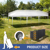 VINGLI 10x30 Pop Up Canopy Tent, Outdoor Tent Canopy Foldable Portable Canopies for Camping, Patio, Parties, EZ Up Gazebo Canopy with Carry Bag(White) VINGLI
