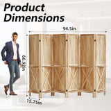 Aletheiawu 6 Panel Room Divider with Shelves, Wooden Pegboard Room Dividers, 5.6Ft Room Partitions and Dividers, Room Divider Panel with 24 Hooks for Bedroom, Study, Shop, Natural Color Aletheiawu