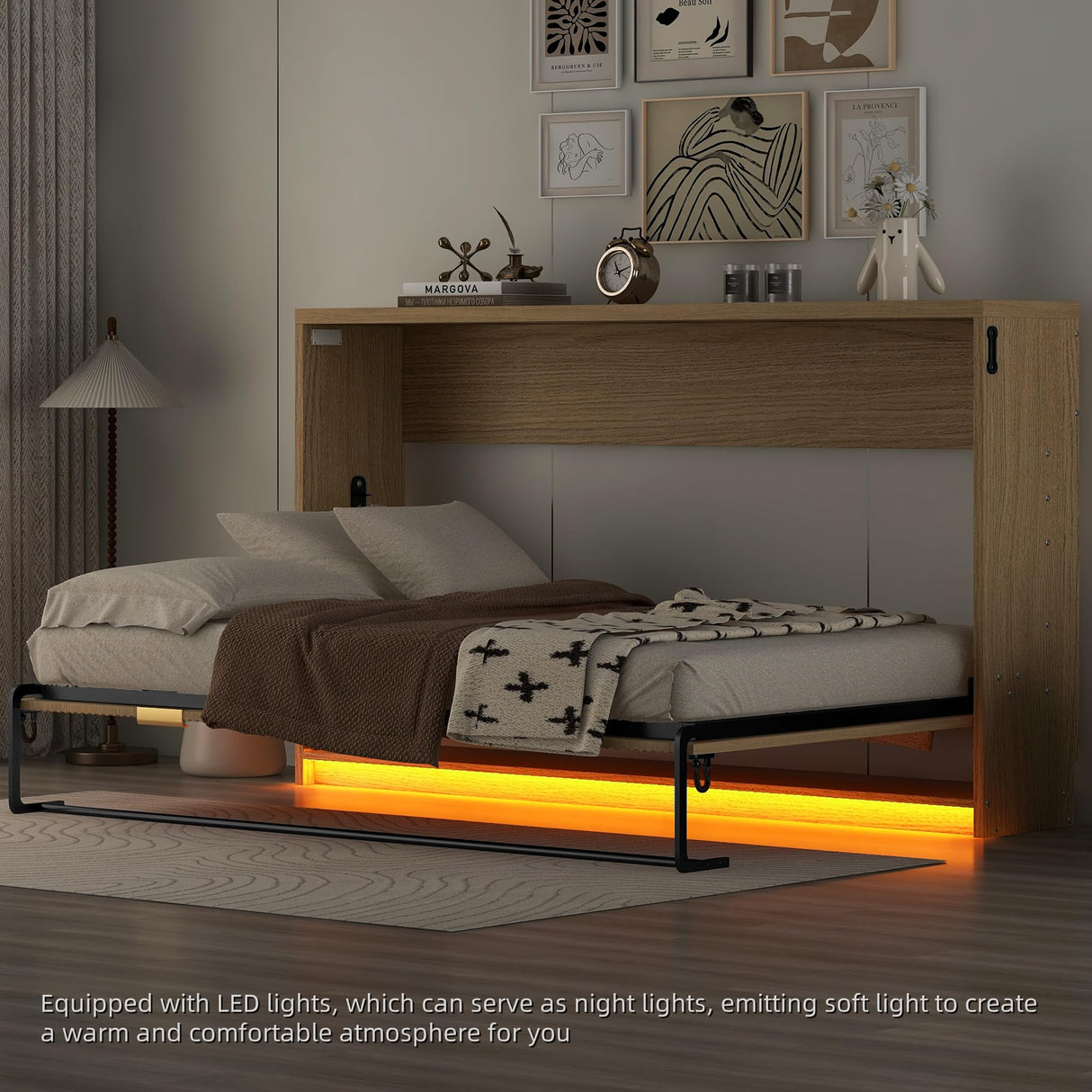 Merax Twin XL Size Murphy Bed, Hideaway Cabinet Bed Can be Folded, Space Saving Furniture for Multipurpose Guest Room Home Office, Natural Merax