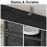 IRONCK 6-Tier Industrial Bookcase with Doors – Charcoal Grey Floor Standing Shelves for Home Office and Living Room IRONCK