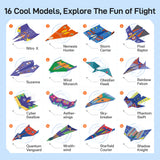 Leven DIY Paper Airplane Book, 16 Creative Folding Paper Planes with 48 Sheets of Colorful Origami Paper, Arts & Crafts Kit with Video Tutorials – Gifts for Boys and Girls Ages 6–12+ 11 * 8.3 inches Leven