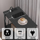 TUTOTAK Small Narrow LED End Table with Charging Station, Side Table Outlets, Nightstand with Cloth Drawer, Set of 2, Couch Table, for Living Room, Bedroom, Bedside, Black TB01BK059 TUTOTAK