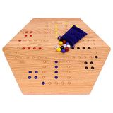 AmishToyBox.com Wahoo Wooden Marble Game Board Set - Large 24" Wide - Solid Oak Wood - Double-Sided - with Large 22mm Marbles and Dice Included AmishToyBox.com