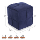Cmishe Ottoman Foot Rest Soft and Comfortable Ottoman Square Corduroy Woven Design Sofa Stool (Blue) Cmishe