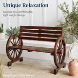 Best Choice Products 2-Person Wooden Wagon Wheel Bench for Backyard, Patio, Porch, Garden, Outdoor Lounge Furniture w/Rustic Country Design, Slatted Seat and Backrest - Natural Best Choice Products