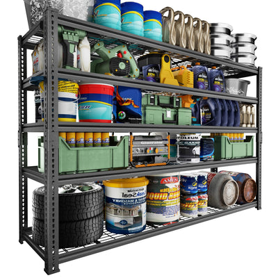 ROOMTEC Garage Shelving, 3300 LBS Capacity Storage Shelves Heavy Duty, 5 Tier Adjustable Metal Organizer Wire Rack, 60"L x 24"W x 78"H Utility Shelf Unit for Kitchen Pantry (1, 60" L x 24" W x 78" H)