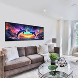 Zariocy 5D Large Diamond Art Kits for Adults Aurora Dolphins, Diamond Painting Art Scenery Round Full Drill Crystal Diamond Embroidery Paintings Arts Craft for Home Office Wall Decor 31.5x11.81 inch Zariocy