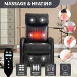PELUMY Recliner Chair Swivel Rocking with Heat Massage - 360° Manual Recliner, 8-Point Vibrating & Lumbar Heat, Easy Assembly Chair for Living Room (Breathable Leather, Black) PELUMY
