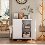 Steehoom Metal Storage Cabinet with 2 Door, Steel Locker Sideboard Buffet Cabinet Console Table for Home Office (White) Steehoom