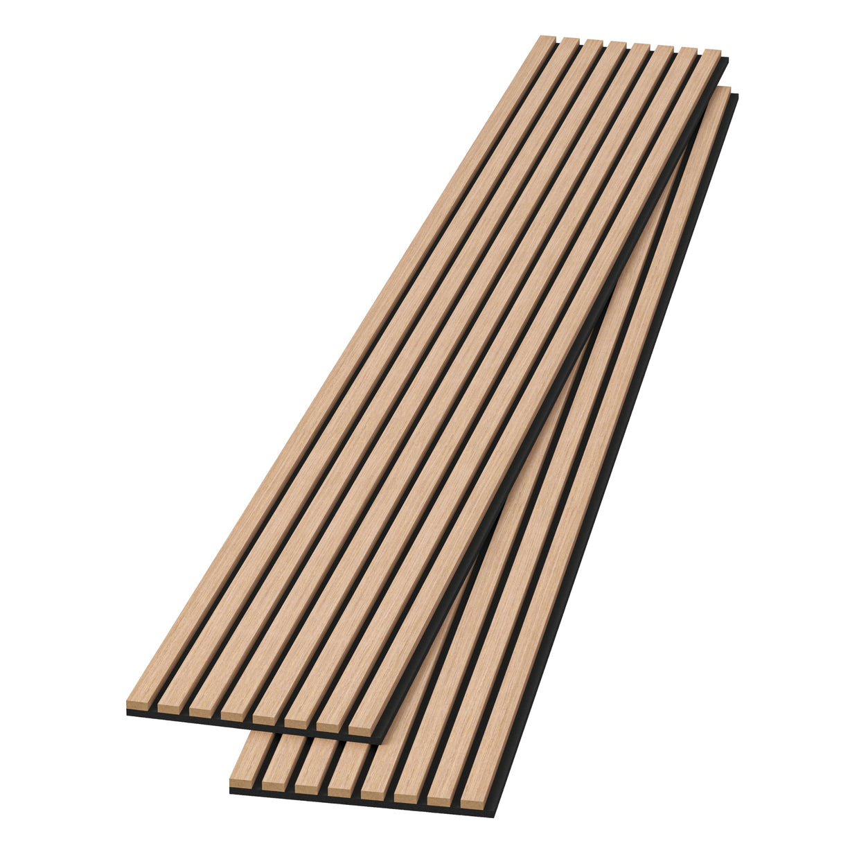 POHARE Wood Slat Wall Panels, 2 Pack Accent Decorative Acoustic Wood Slats for Wall and Ceilings, Acoustic Panels for Interior Wall Décor on Felt Back Board, Oak, 8 x 1 ft POHARE