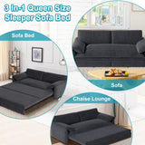 Lyngins 66 Inch Queen Size Sleeper Sofa Bed, 3 in 1 Convertible Pull Out Couch Velvet Loveseat Sofa Couch Bed with Side Pockets for Apartment, Bedroom, Living Room, Dark Gray Lyngins