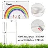 Blank Yard Signs with Stakes, 4 Pack 18 x 12 Inches White Plastic Yard Lawn Sign for Happy Birthday,Garage Sale Signs, Rent, Guidepost Decorations, Blank Lawn Signs with Stakes LARREEDE