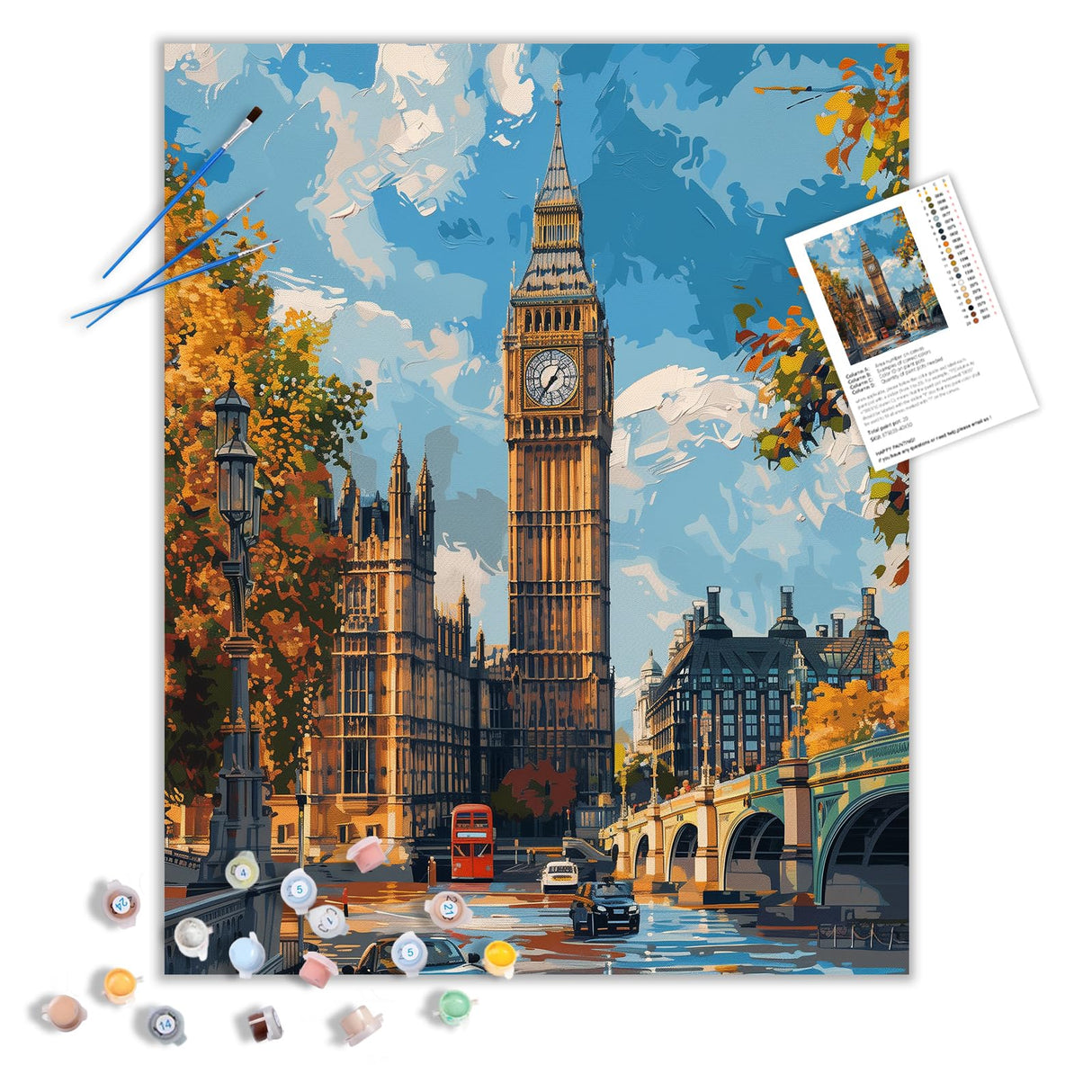 Big Ben Paint by Number Kits for Adults, Fall London Street Paint by Numbers, London Landmark Acrylic Painting for Home Wall Decor Gifts - City Scenery(16×20inches, No Frame) ARNLRDYA