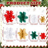 Wenqik 16 Pcs Winter Wooden Snowflake Decor Christmas Winter Snowflake Tabletop Decorations 3D Snowflake Table Signs Standing Centerpiece Tiered Tray Decorations for Party(Gold, White, Green, Red) Wenqik