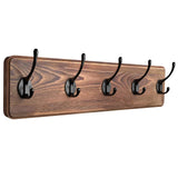 Rustic Coat Rack Wall Mount – 17 Inch Solid Pine Wood Wall Mounted Coat Rack with 5 Hooks – Distressed Finish, 16 Inch Hole Distance – Heavy Duty Wall Hook Rack for Entryway, Hallway, Bathroom SAYONEYES