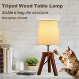 Dreamholder Wood Bedside Table Lamp, Tripod Desk Lamp with On-Off Switch, Nightstand Lamp with Fabric Shade for Reading, Bedroom, Living Room, Office, Walnut Base with Linen Shade(Without Bulb) Dreamholder