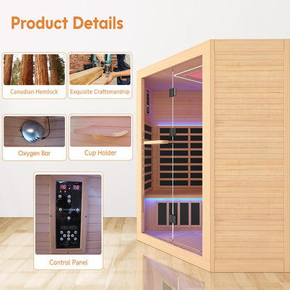 Sauna Infrared Far Infrared Sauna for Home Low EMF Dry Sauna for 3-5 person with Hemlock Wood Sauna for Home 4 Person Infrared Sauna Indoor Sauna in Home Large Sauna 2400W with Bluetooth Speakers