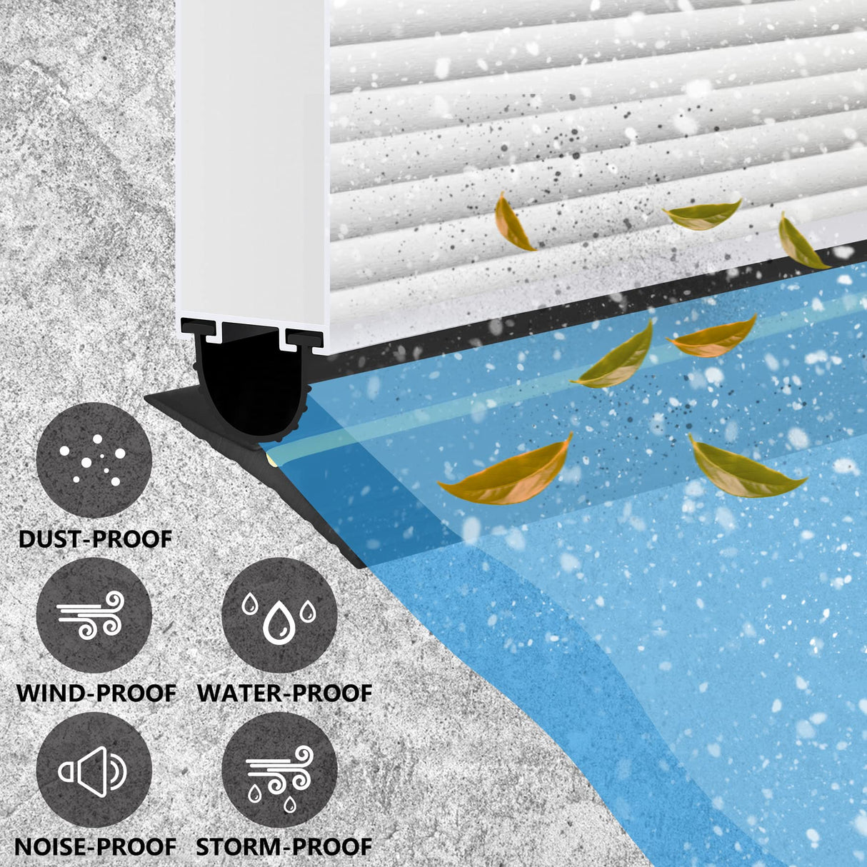 MYFAMIREA 20FT Garage Door Bottom Threshold Seal Strip with 300ml Black Adhesives/Sealants, Universal Rubber DIY Bottom Floor Threshold Seal, Weatherproofing Weather Stripping Replacement MYFAMIREA